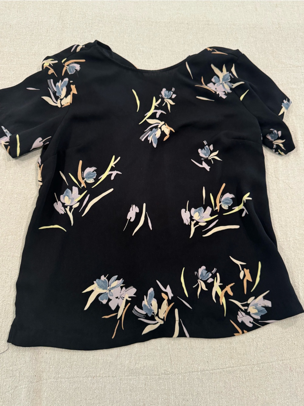 a new day Black Floral Short Sleeve Top
